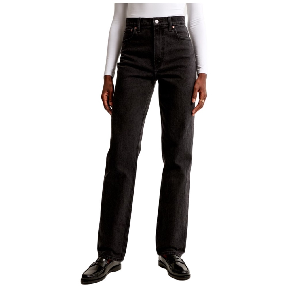 Abercrombie & Fitch The 90’s Straight Ultra High Rise Curve Love Jeans Black